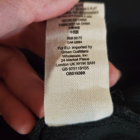 We the Free People Cuff Mod Stripe Thermal Waffle Top Size M Black Boho Keyhole - Picture 8 of 10